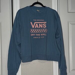 Vans Blue Crewneck Sweater with Pink Logo